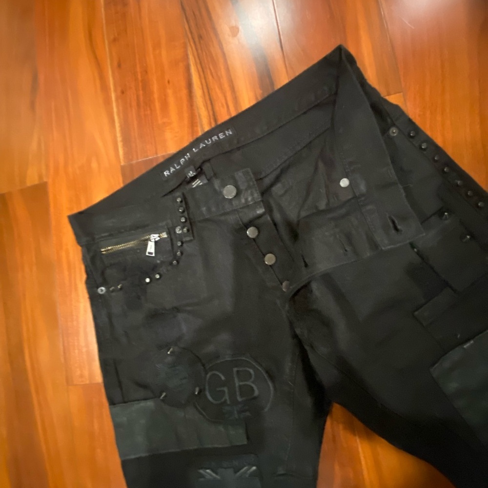 Ralph Lauren Black Label Waxed Moto Patchwork Jea… - image 4